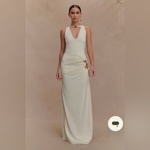 Meshki Kaiden Slinky Beaded Maxi Dress - Ivory